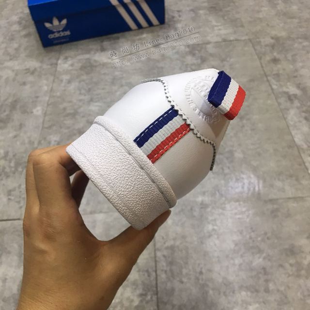 Adidas鞋 法國限定特別款 阿迪達斯全頭層小牛皮小白鞋 Adidas板鞋 男女同款  hdx13255